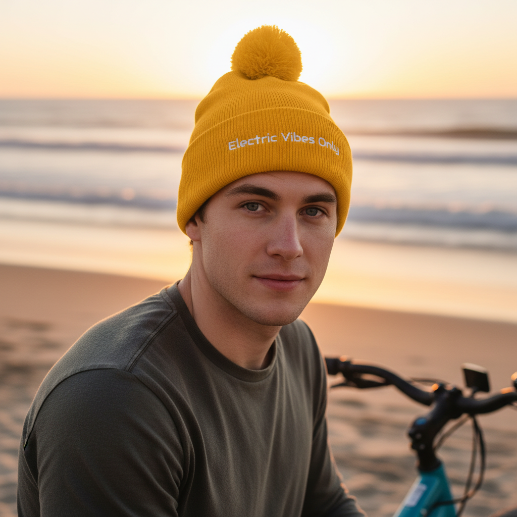 Gold pom pom- man at sunset beach