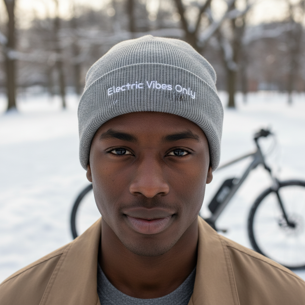 Light Grey Melange - man with e-bike in winter park background.