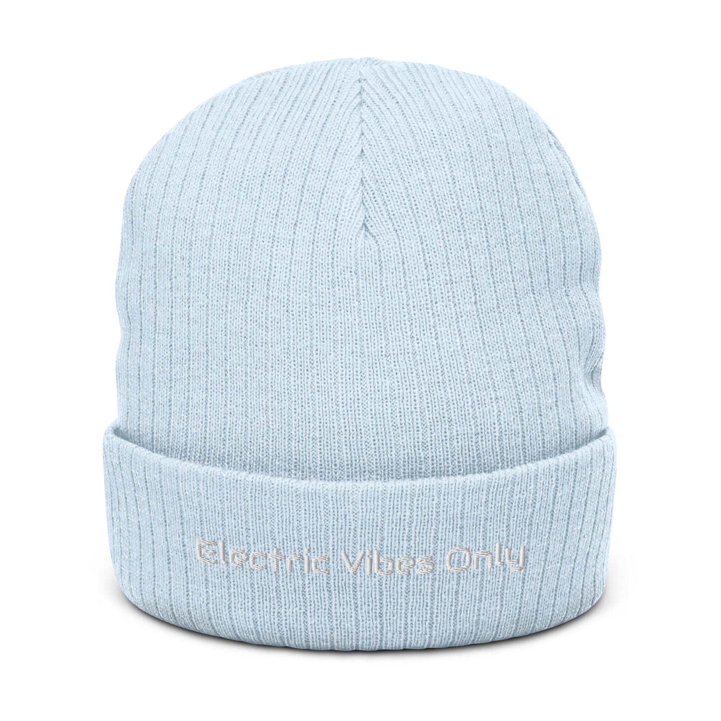 Light Blue Cuffed Beanie Double Knit - Electric Vibes Only