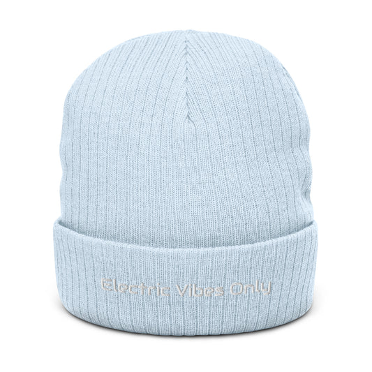Light Blue Cuffed Beanie Double Knit - Electric Vibes Only
